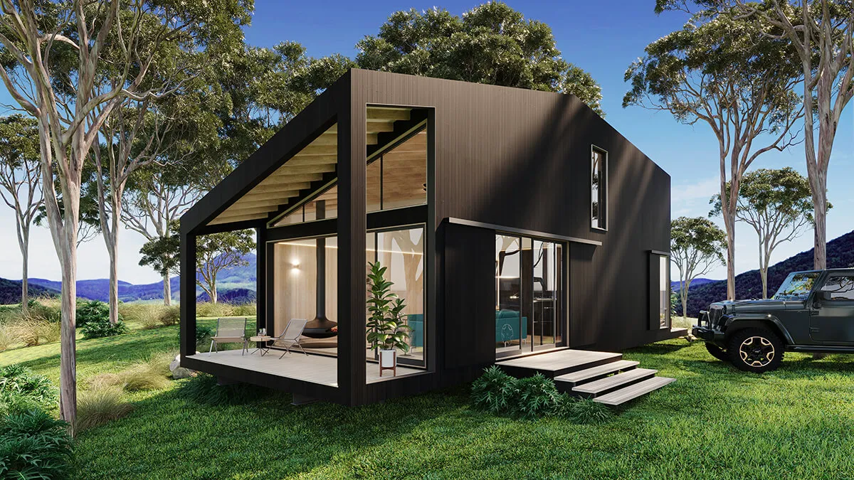 A house with a car parked in the front