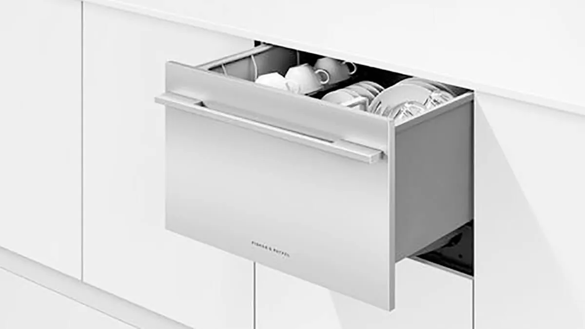 White cabinet with draw dishwasher