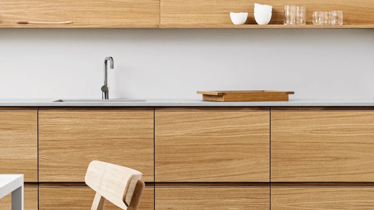 Kitchen with wooden cabinets