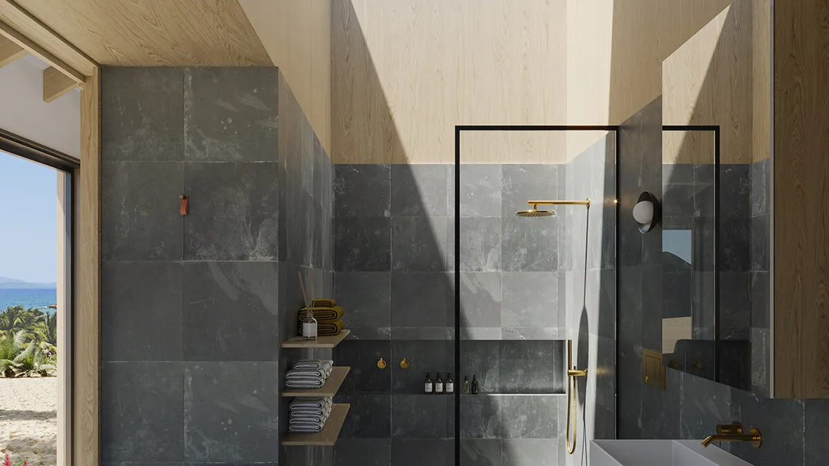 Bathroom with a glass shower