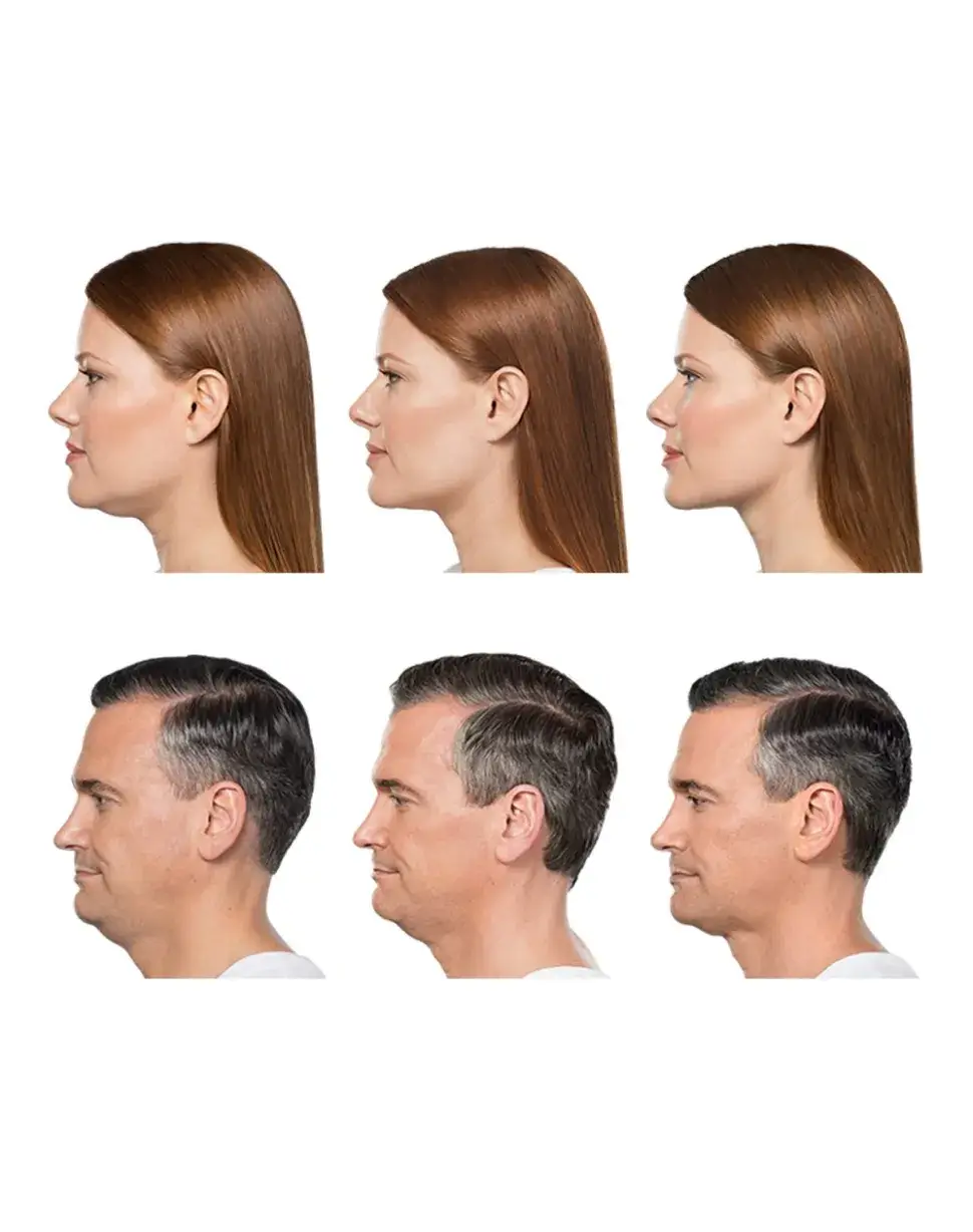 a series of photos showing different angles of a woman's head