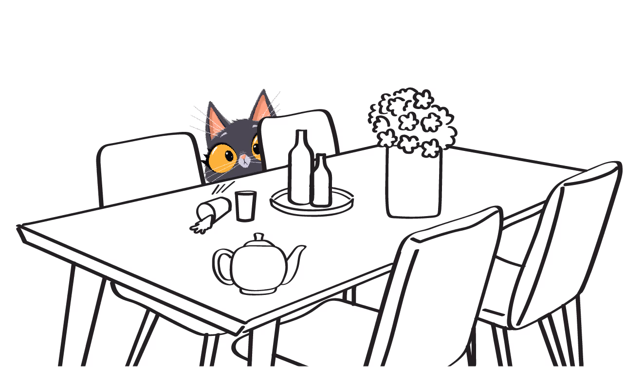 Table with cat image