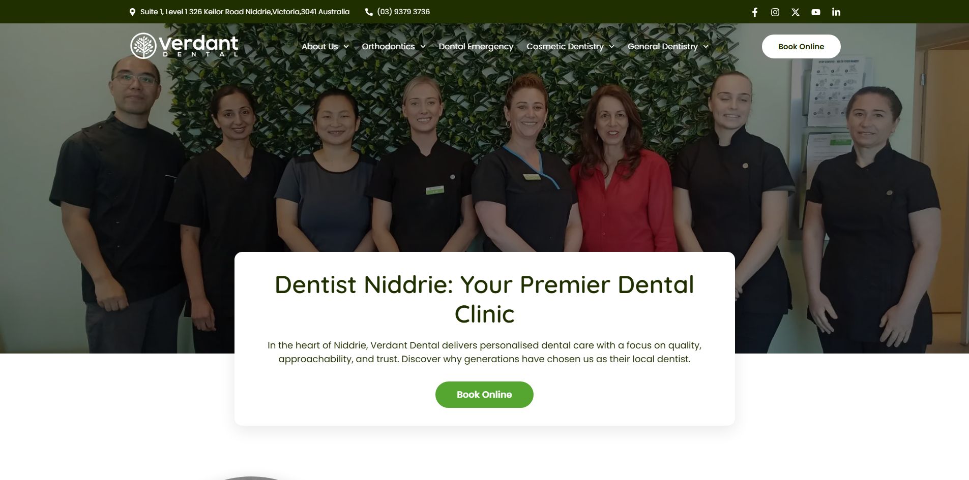 Verdant Dental team standing together at clinic entrance in Niddrie with welcoming smiles