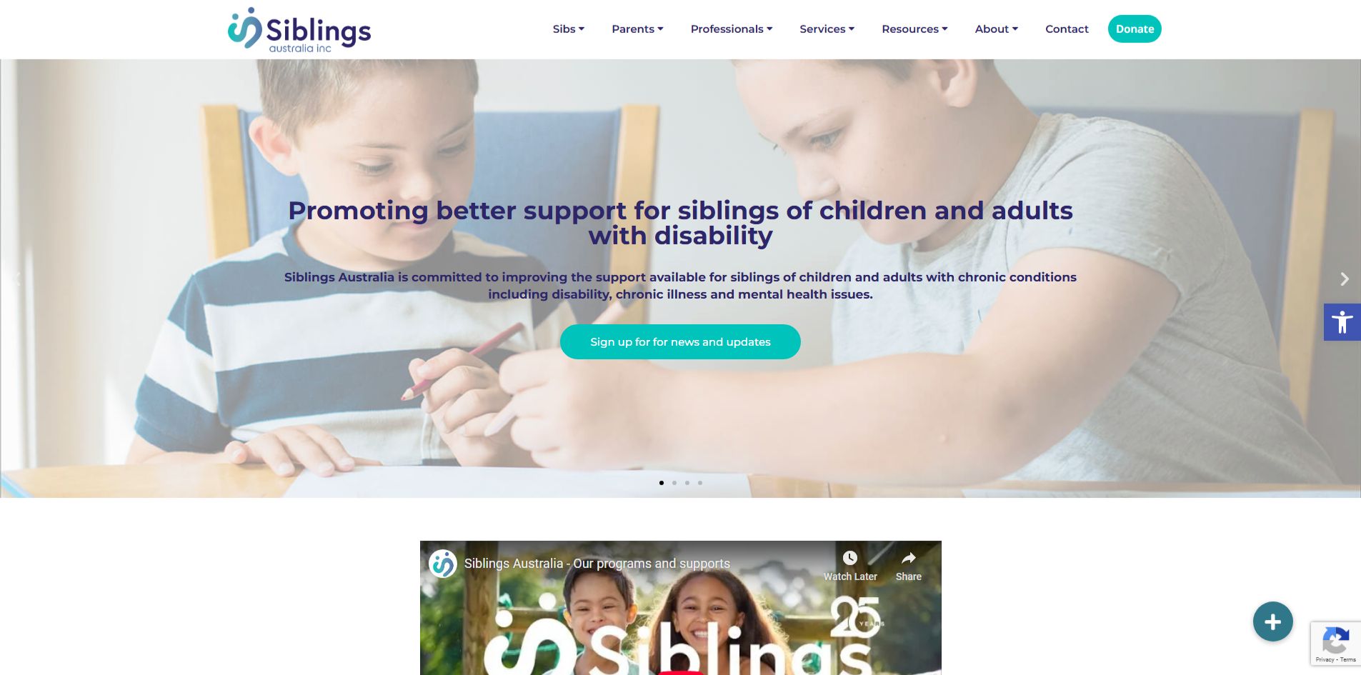 Two children engaging in a learning activity – representing Siblings Australia’s mission to support siblings of children with disability and chronic conditions.