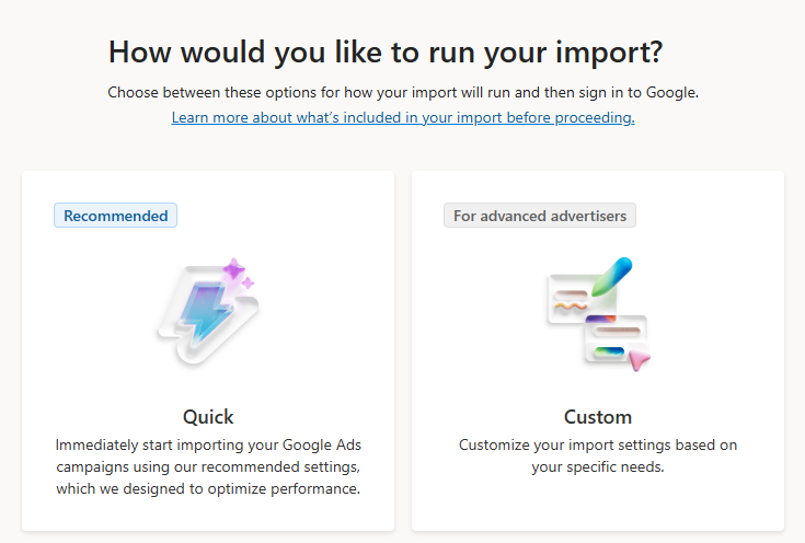 Microsoft Ads Auto Import feature to import campaigns from Google Ads