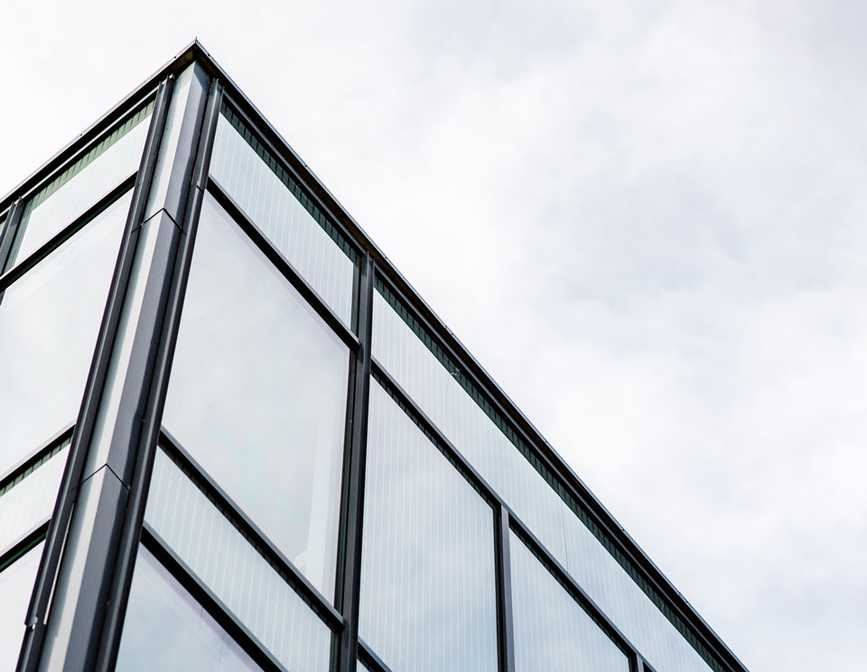 Utsnitt av bygg. Eiendom.