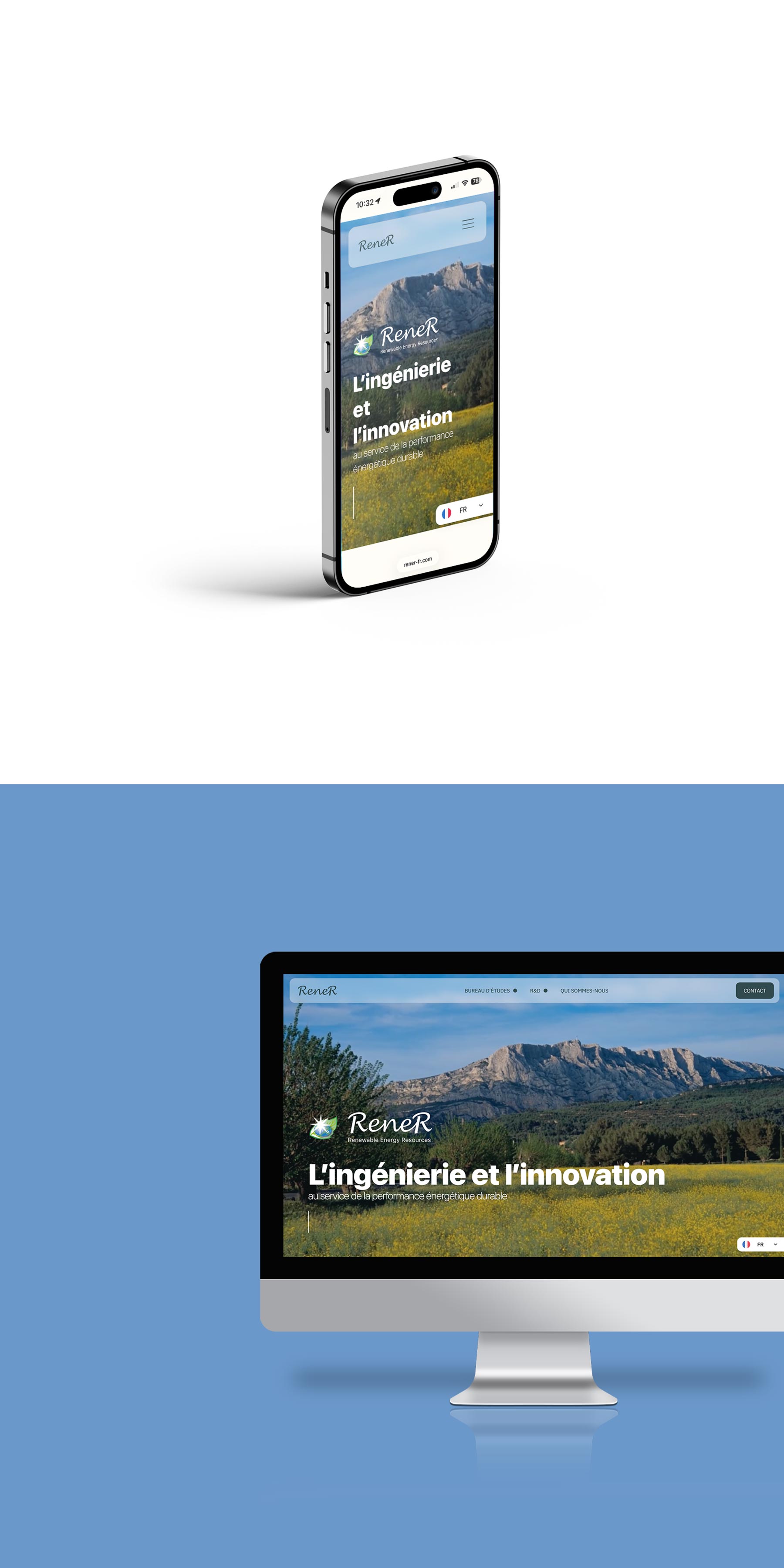 Visuel du site internet sur Webflow en version ordinateur et mobile responsive.