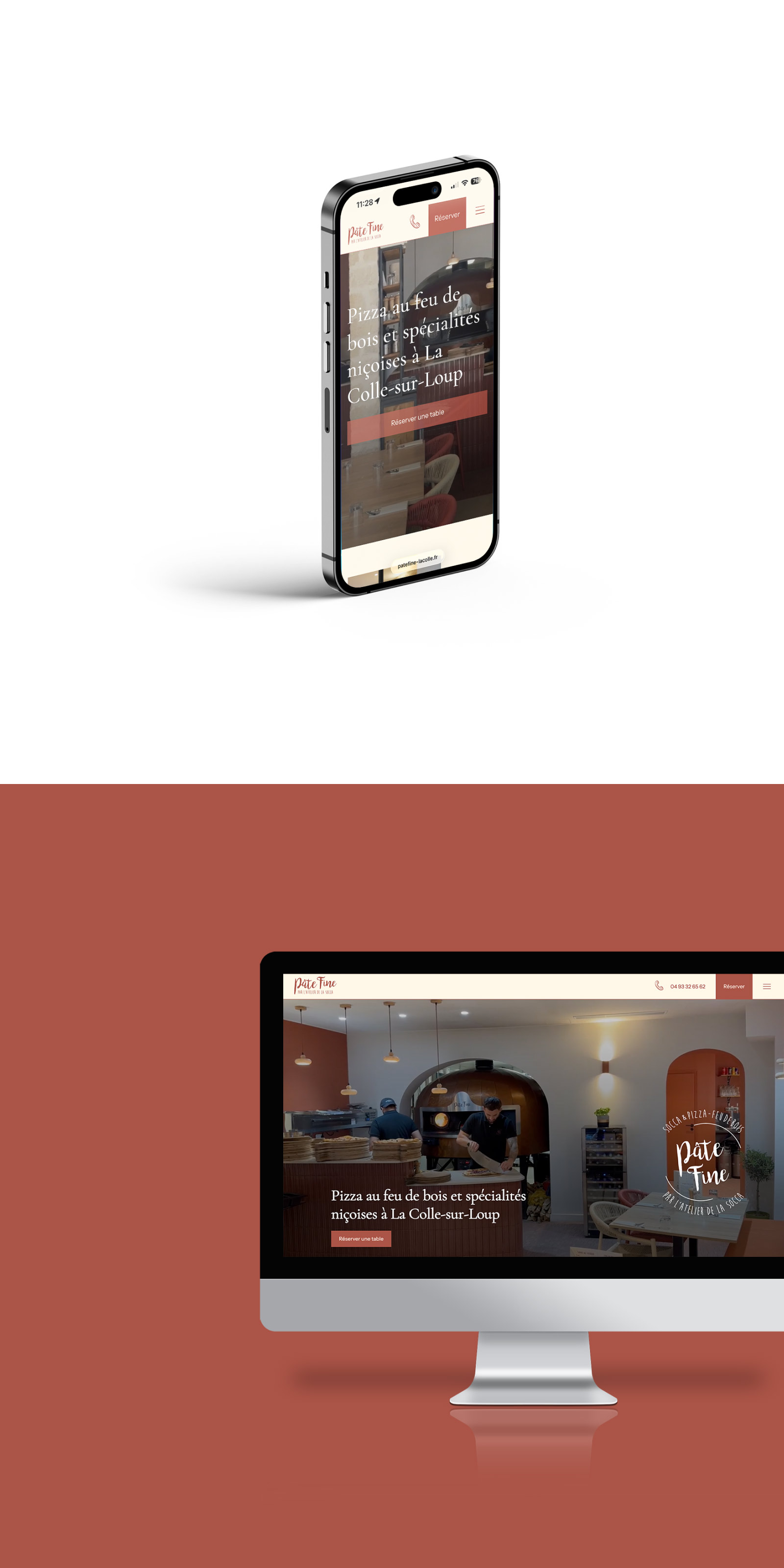 Visuel du nouveau site internet Pâte Fine version responsive et desktop.