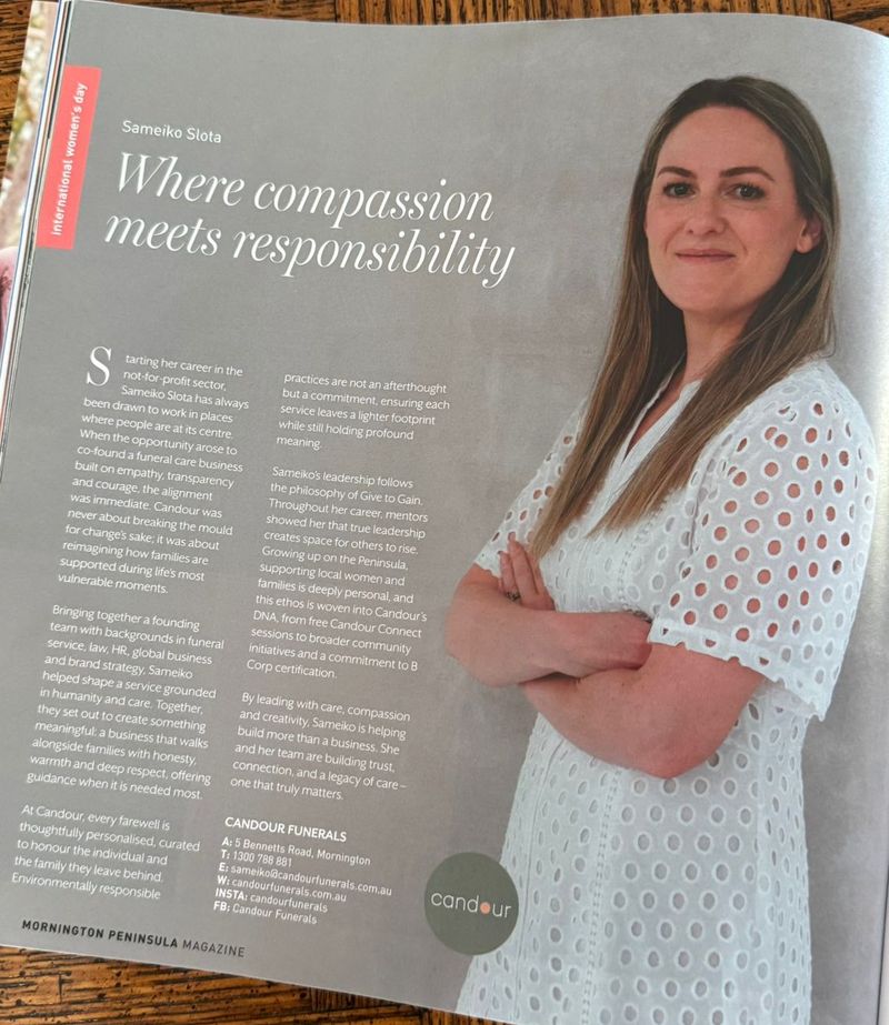 Sameiko Slota profiled in Mornington Peninsula Magazine for International Women's Day