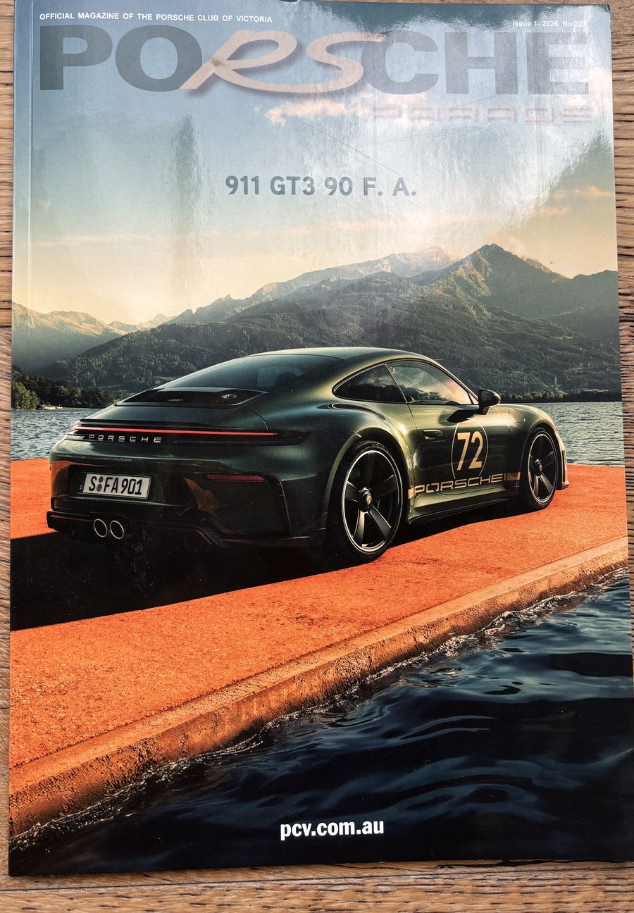 Porsche Parade magazine cover, Issue 1 2026, Porsche Club of Victoria