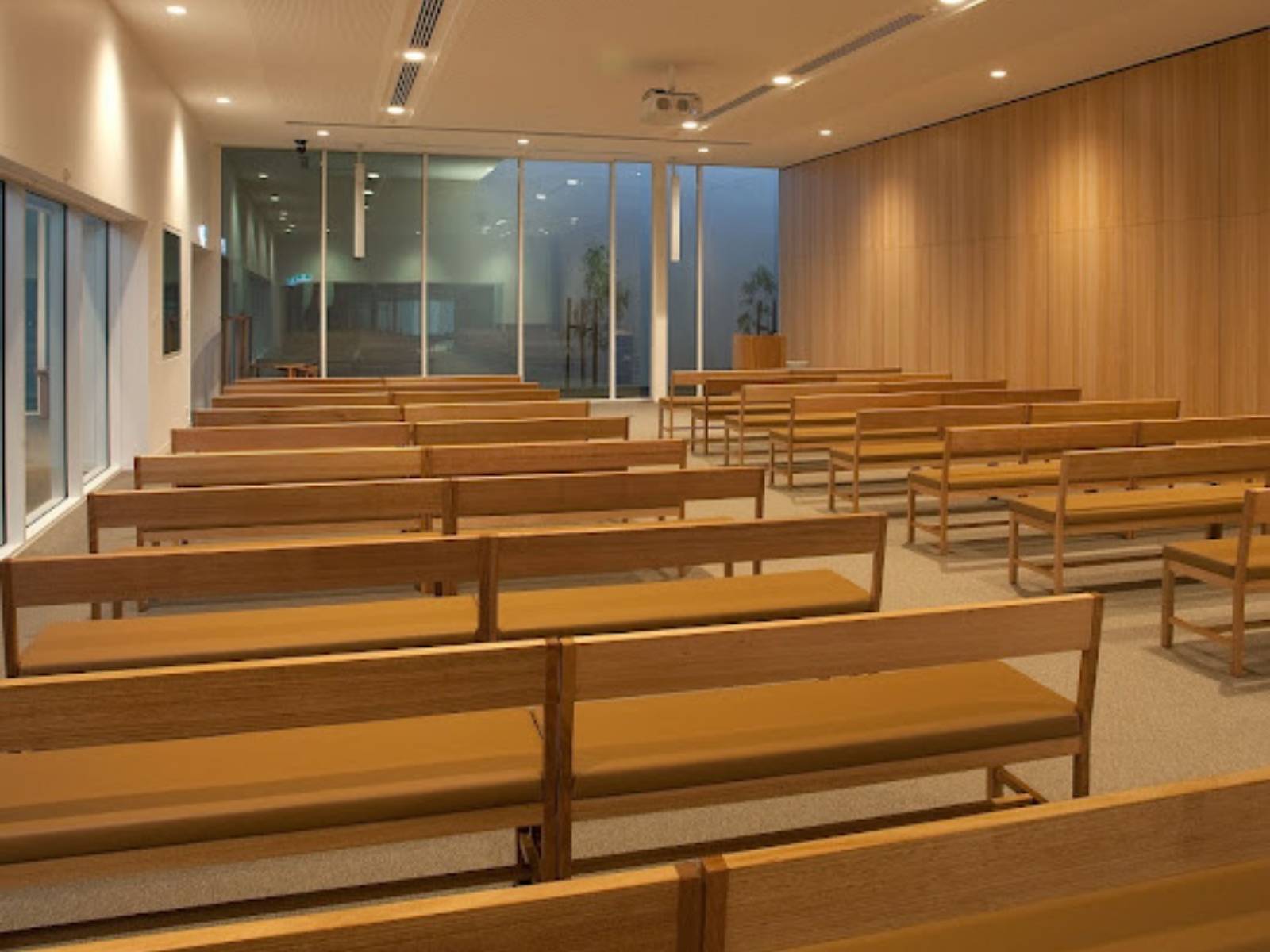 Seats inside cumulus chapel
