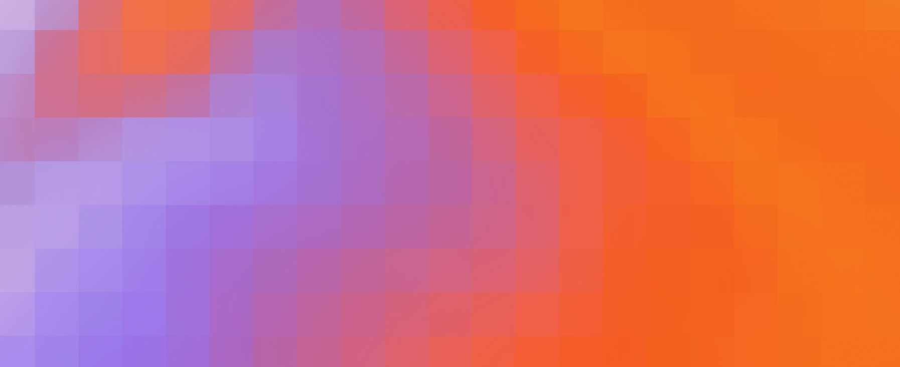 Abstract blurred pixelated pattern with purple on left blending to orange on right.