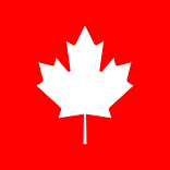 White maple leaf centered on a red square background, symbolizing the Canadian flag.