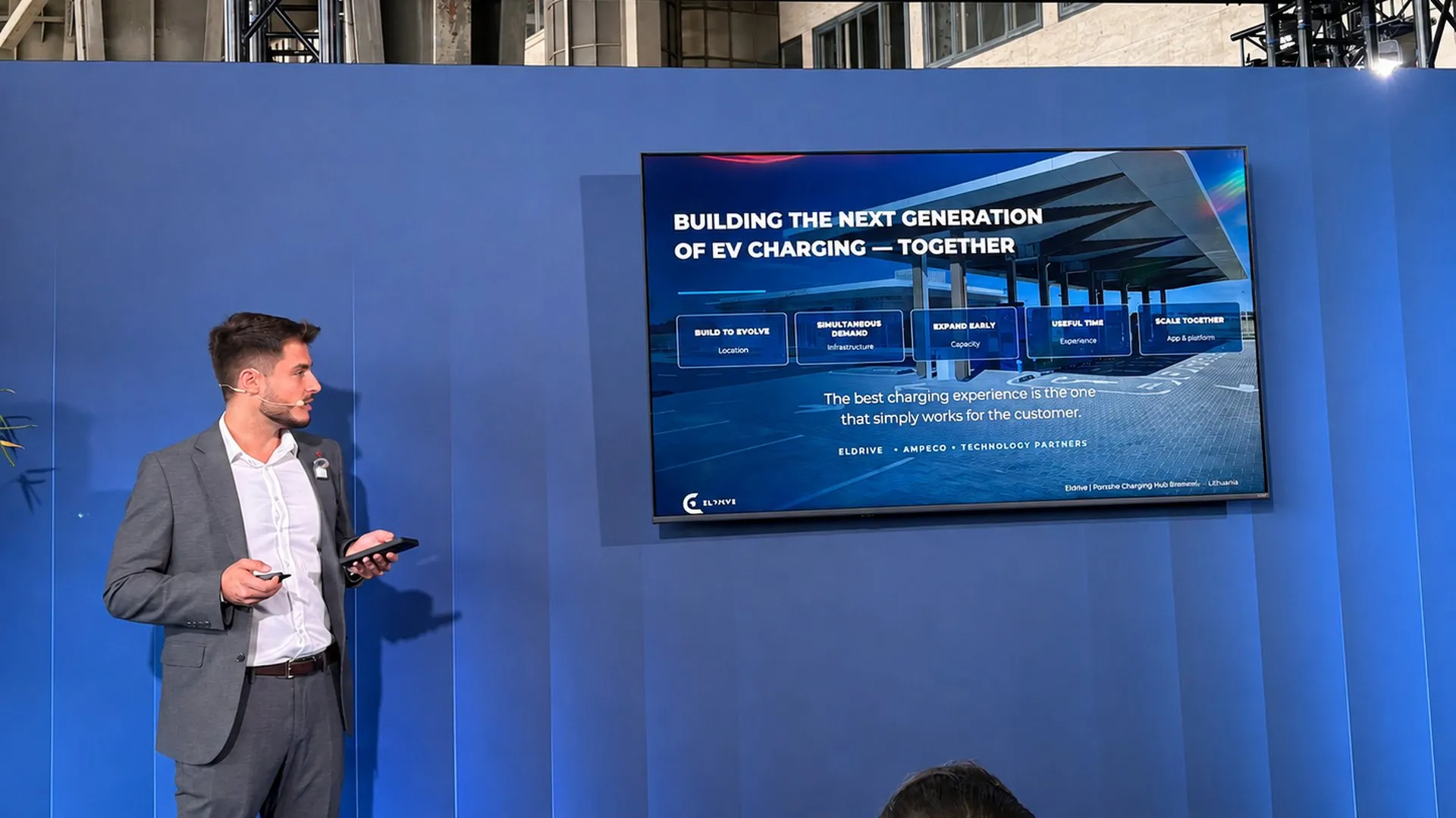 Dragoș Teodorescu of Eldrive Romania presenting on the Ecosystem Stage at icnc26 in Berlin