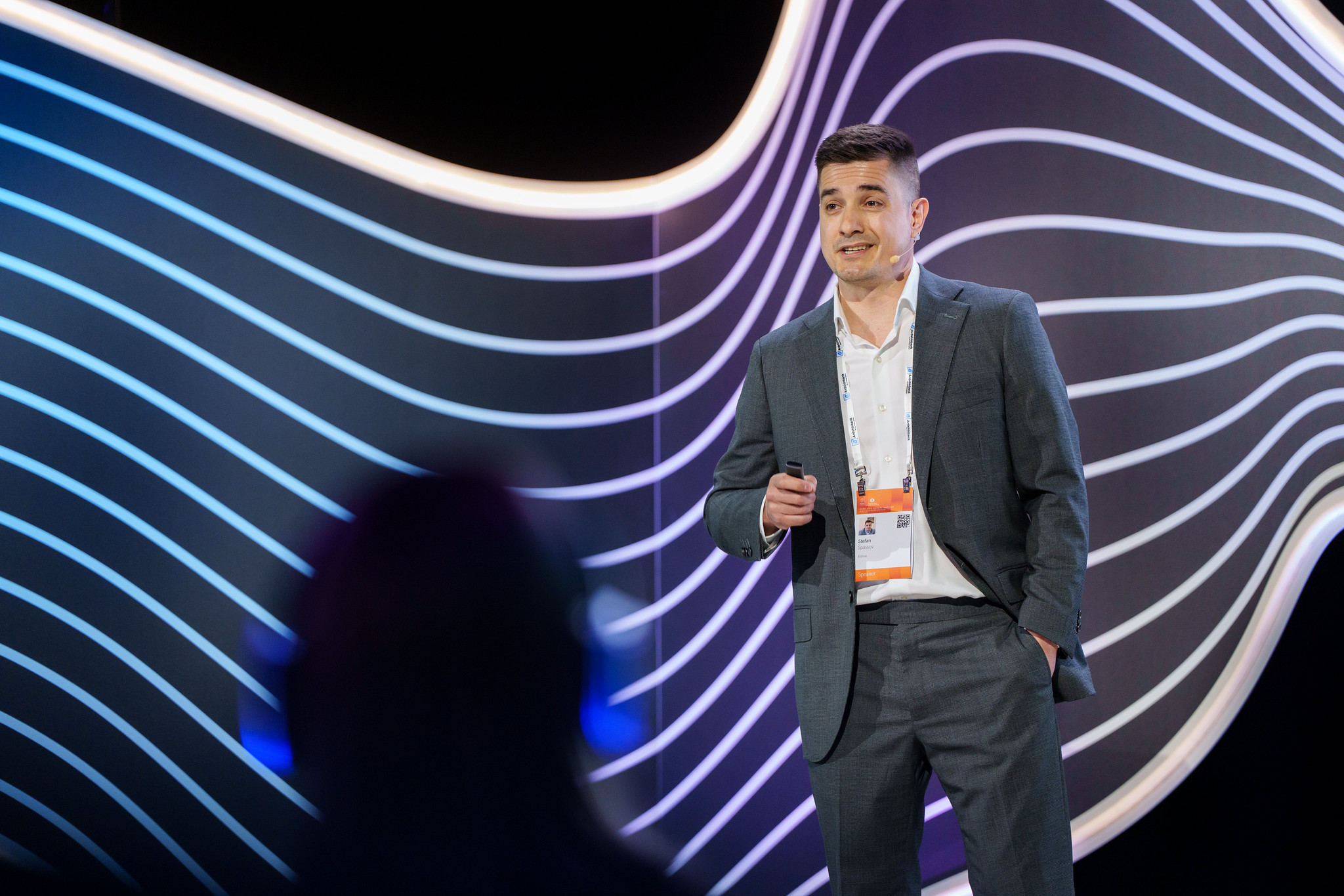 Stefan Spassov, CEO of Eldrive, speaking on stage at the EBRD 2026 Annual Meeting and Business Forum in Riga