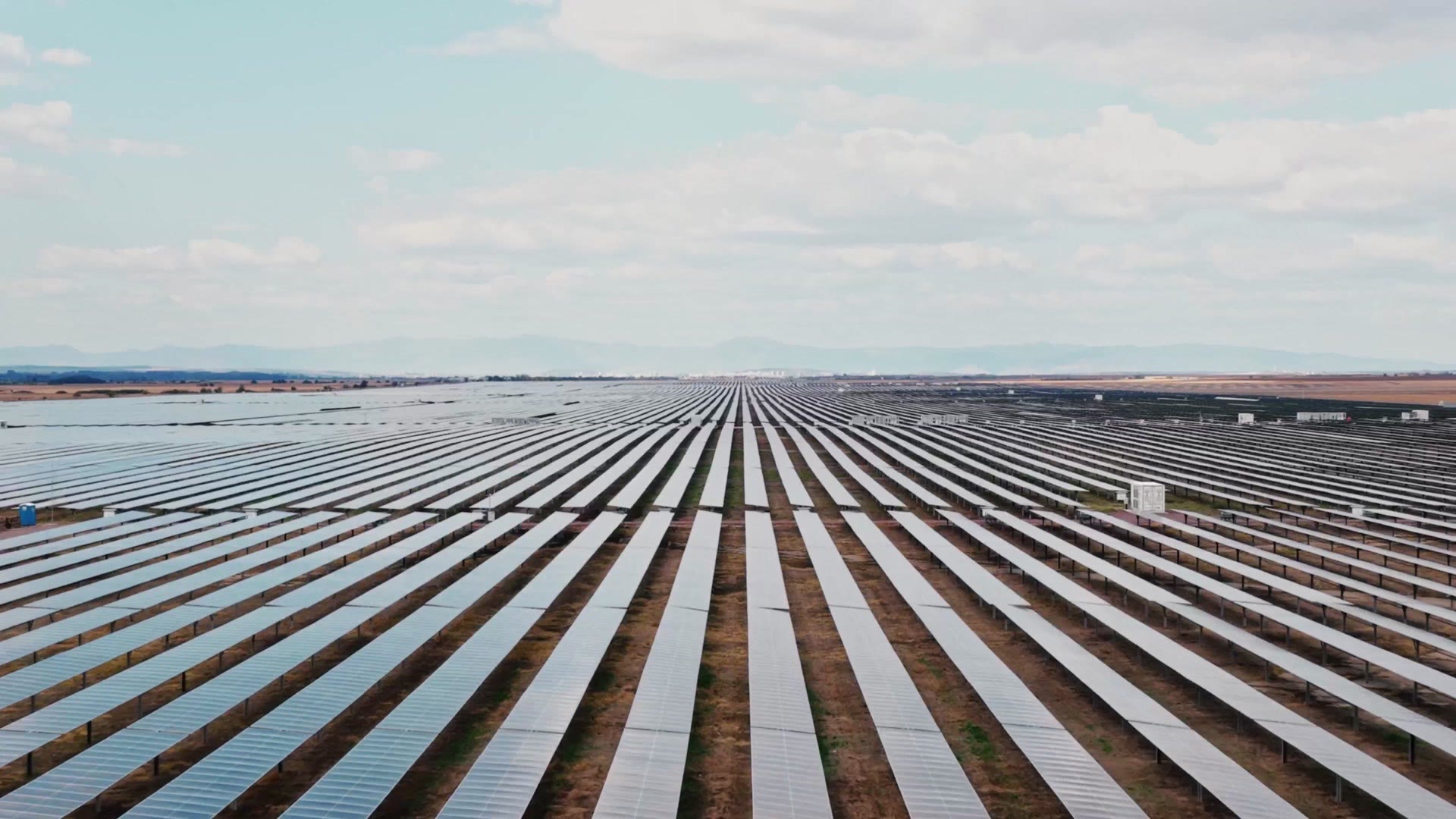 Rows of solar panels at the 242 MWp Tenevo solar plant, Bulgaria