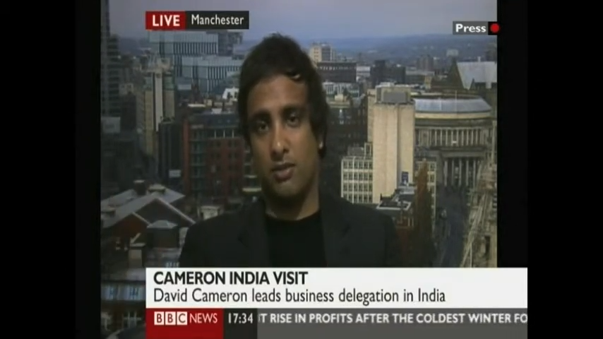 Imran Hakim speaking during a live BBC News television interview.
