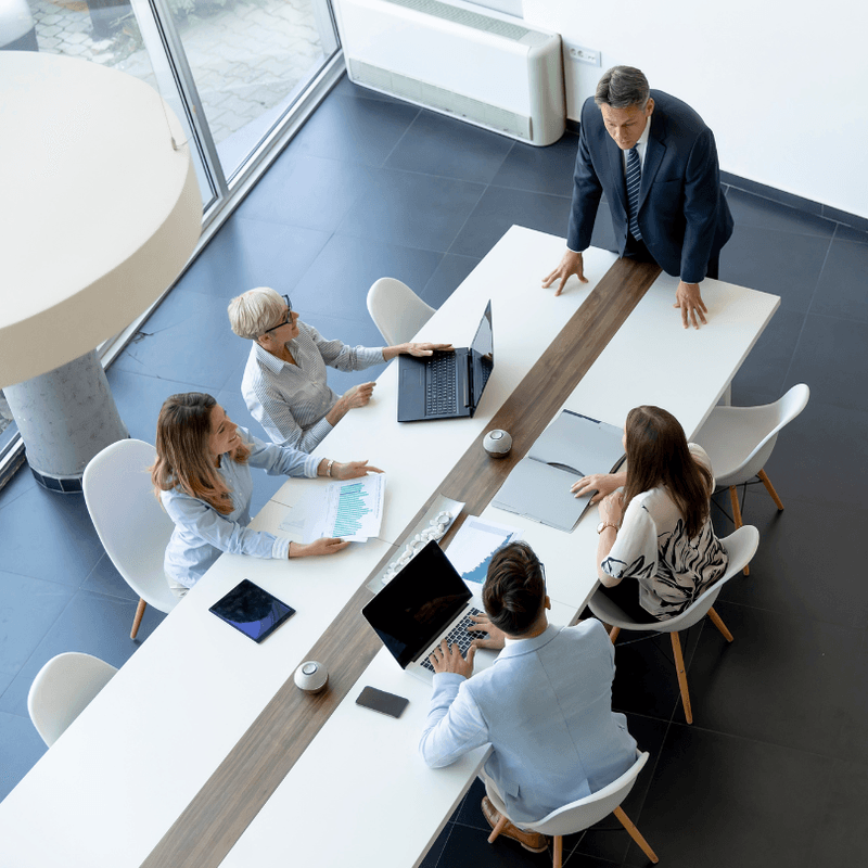 A team meeting around a conference table