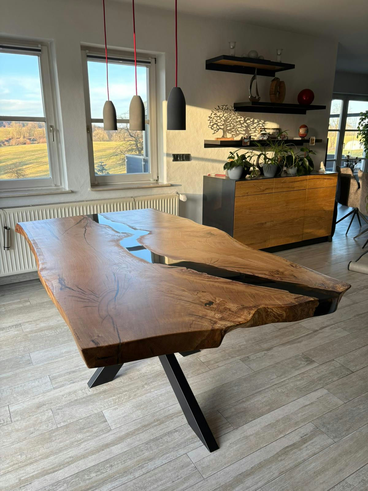 River Table: Eiche Epoxidharztisch von Scheermann