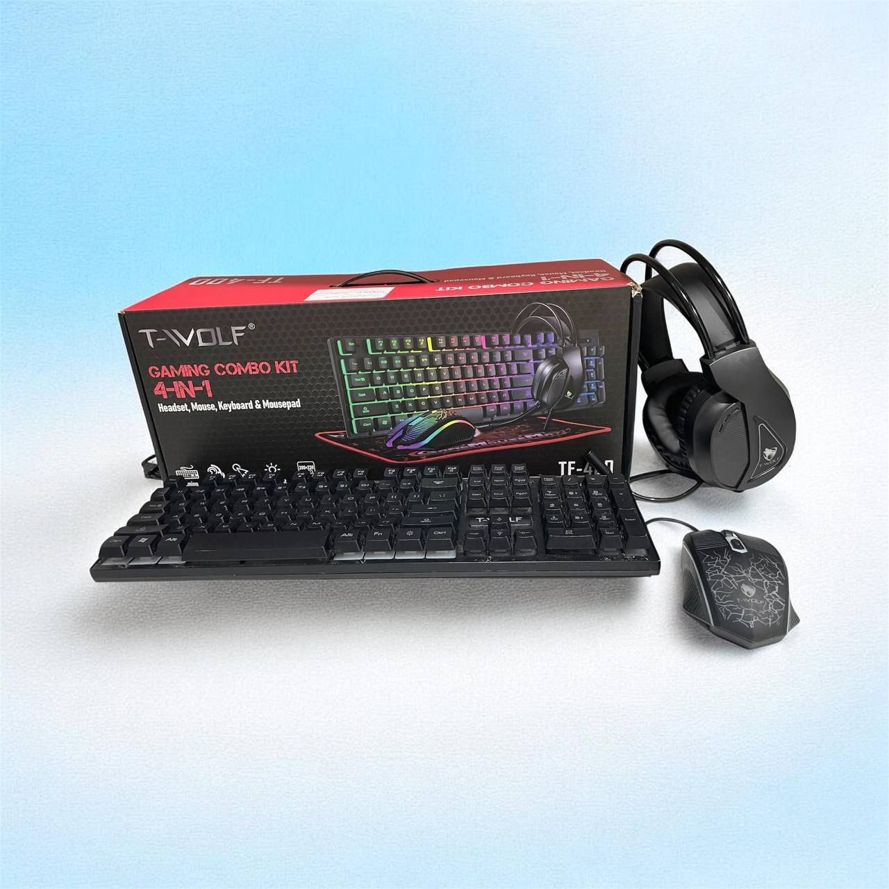 Ігровий комплект T-Wolf-400 Gaming Combo 3-в-1 з клавіатурою мишею новушниками для ПК