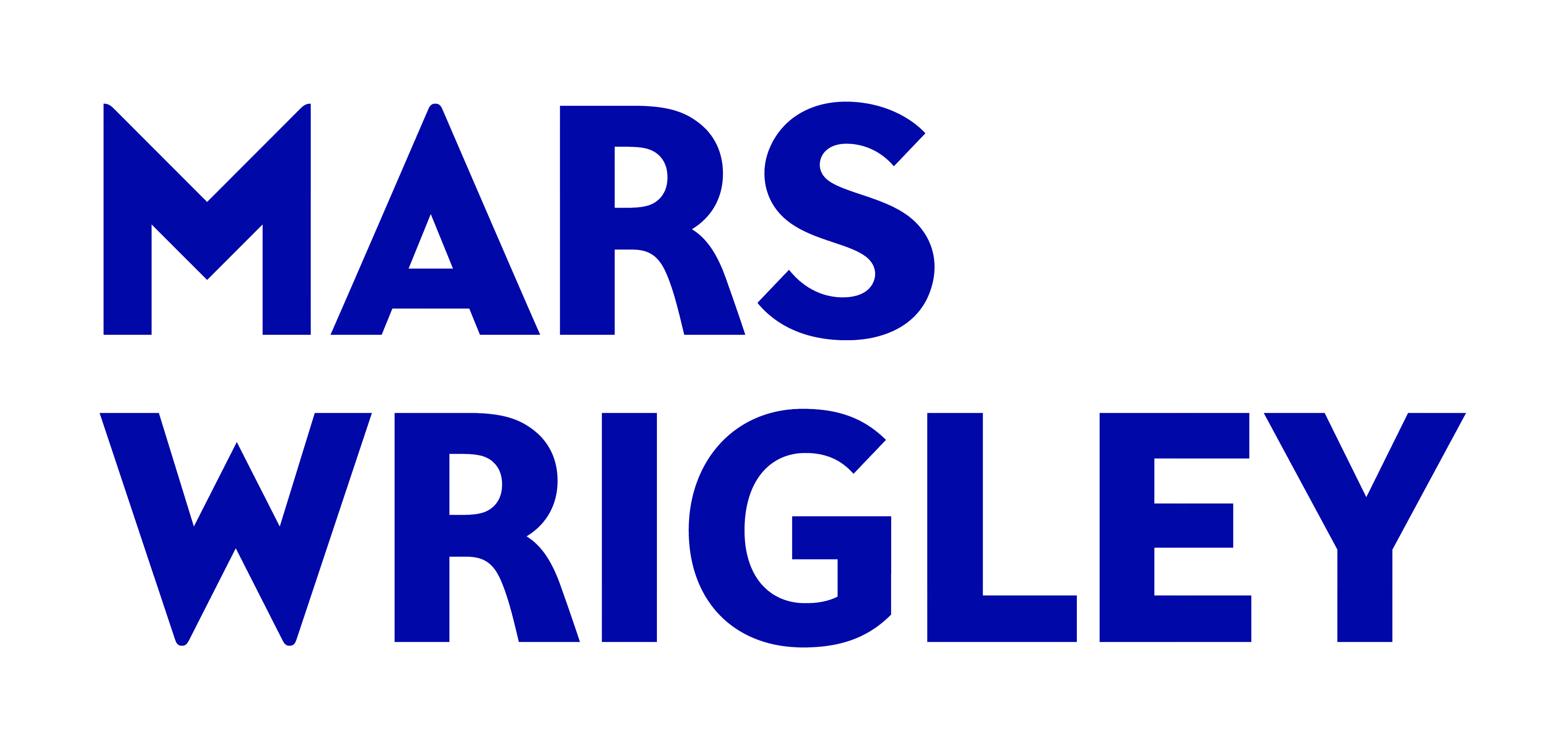 Mars Wrigley brand name in bold blue capital letters on a transparent background.