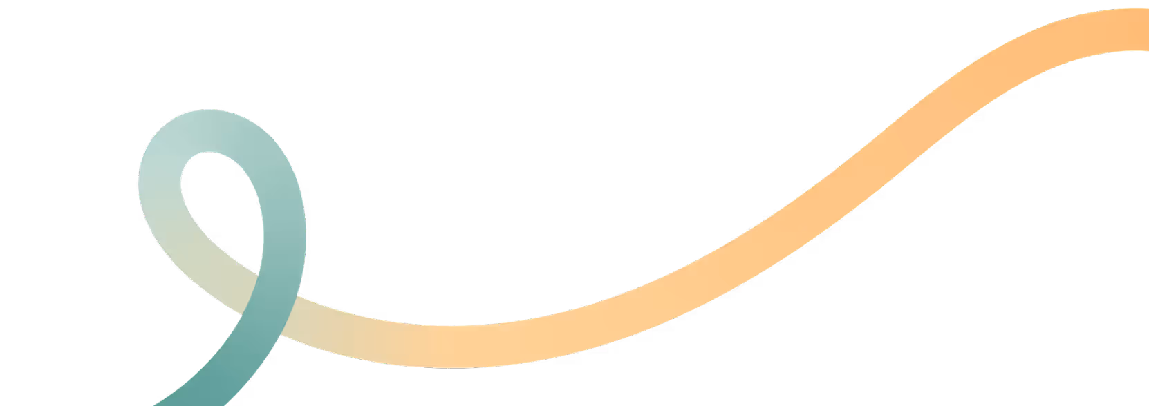Curved, gradient-colored line forming a loop on the left and extending to the right on a transparent background.