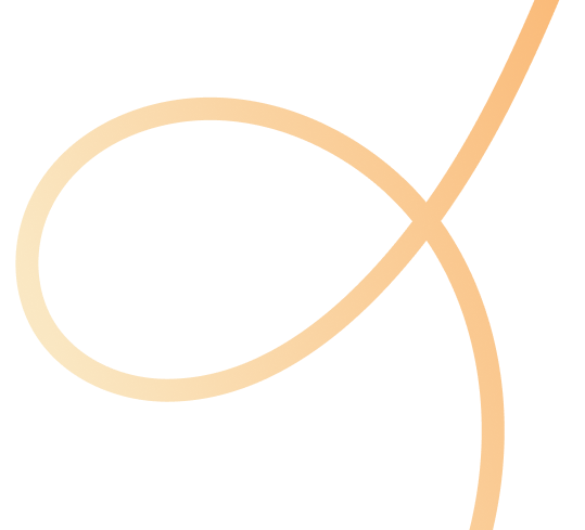 Orange gradient curved line looping once against a transparent background.