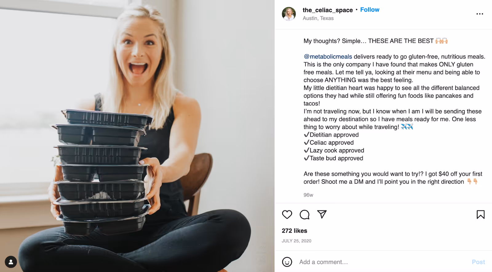 An example of a successful Instagram and brand partnership between gut health and wellness dietician and a nutrition brand.