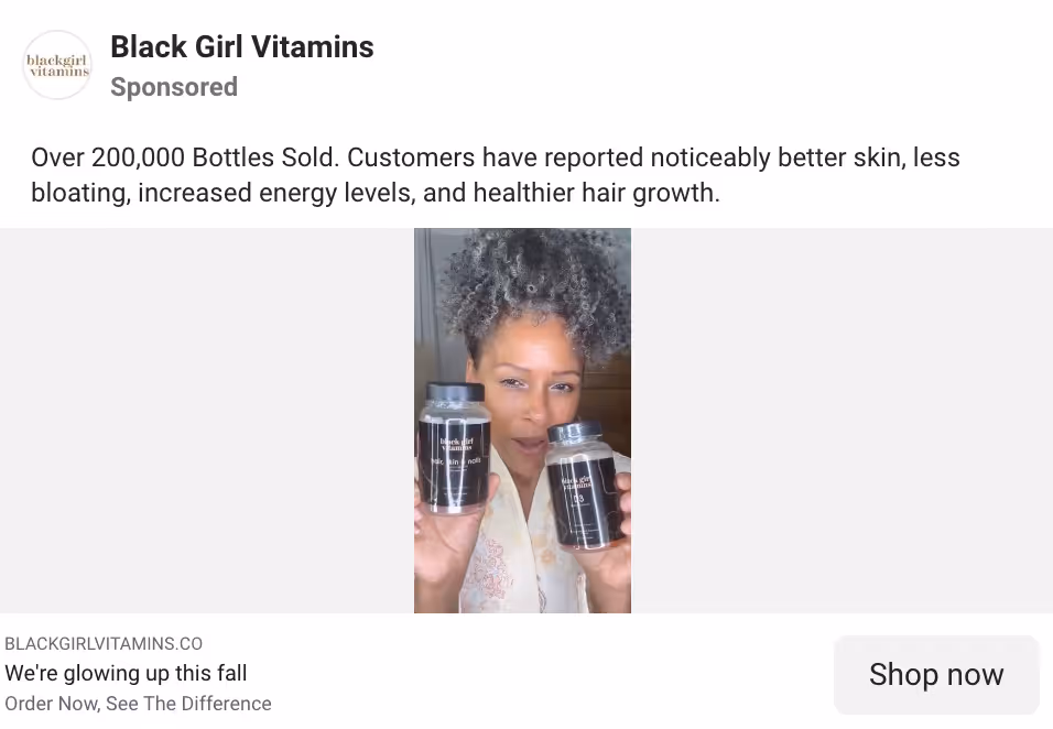 Black Girl Vitamins Seeding Content Example