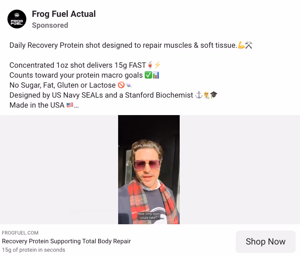 Frog Fuel UGC Ad Example