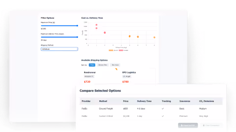 Capture of logistics website created by SuperNinja