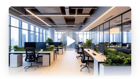 Still image from video of a futuristic office building