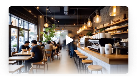 Professional cinematic still image from a video of a coffee shop
