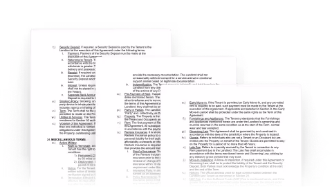 Pages from users lease agreement to be analyzed using MyNinja