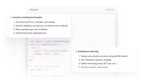 Image of code blocks with modernized legacy code
