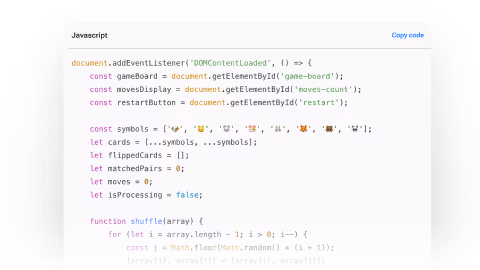 Image of code for a hobby game created with Ninja