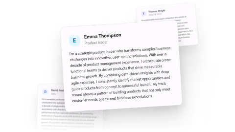 Images of text snippets used for personal branding
