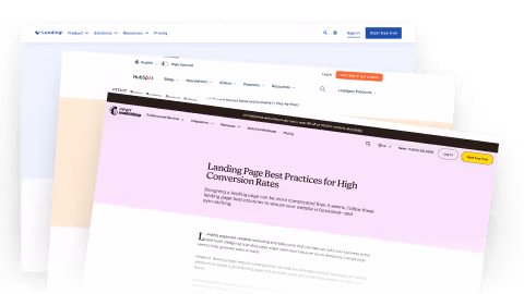 Image of webpages outlining the best practices for creating landing pages with lead magnets