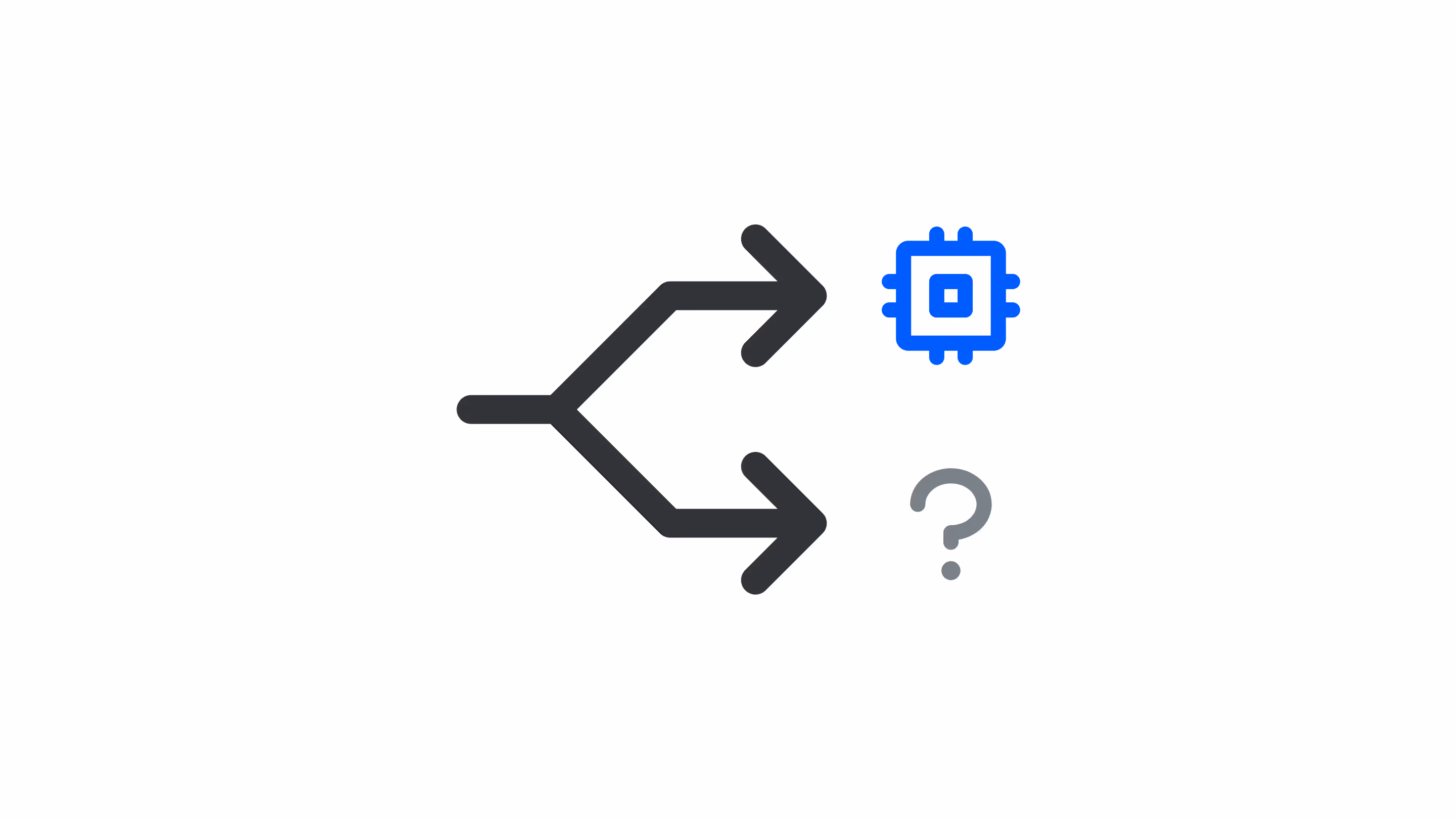 Split arrow pointing to unknown or to AI