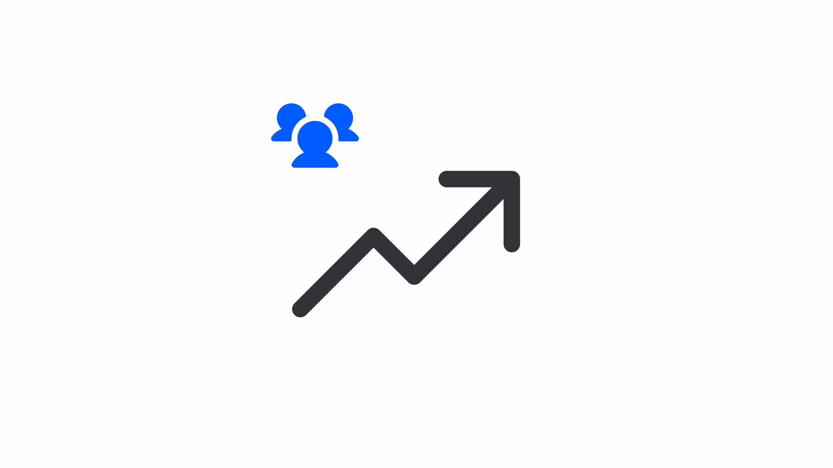 Trending upwards arrow with user group