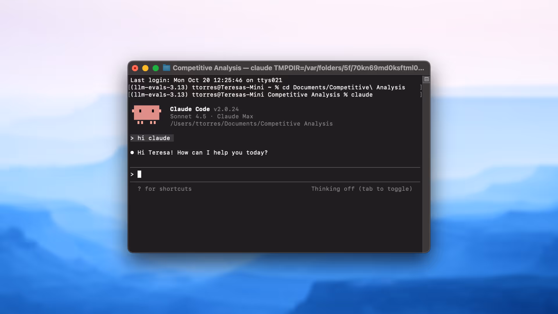 Claude Code user interface showcasing the landing page for the terminal based application