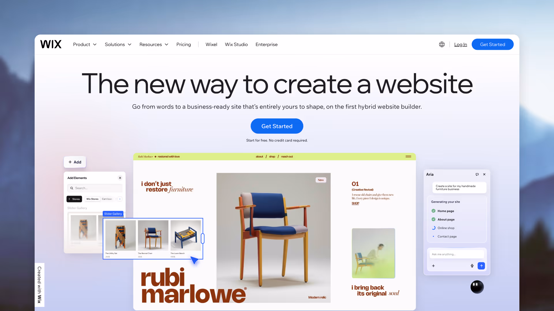 Wix website builder home landing page