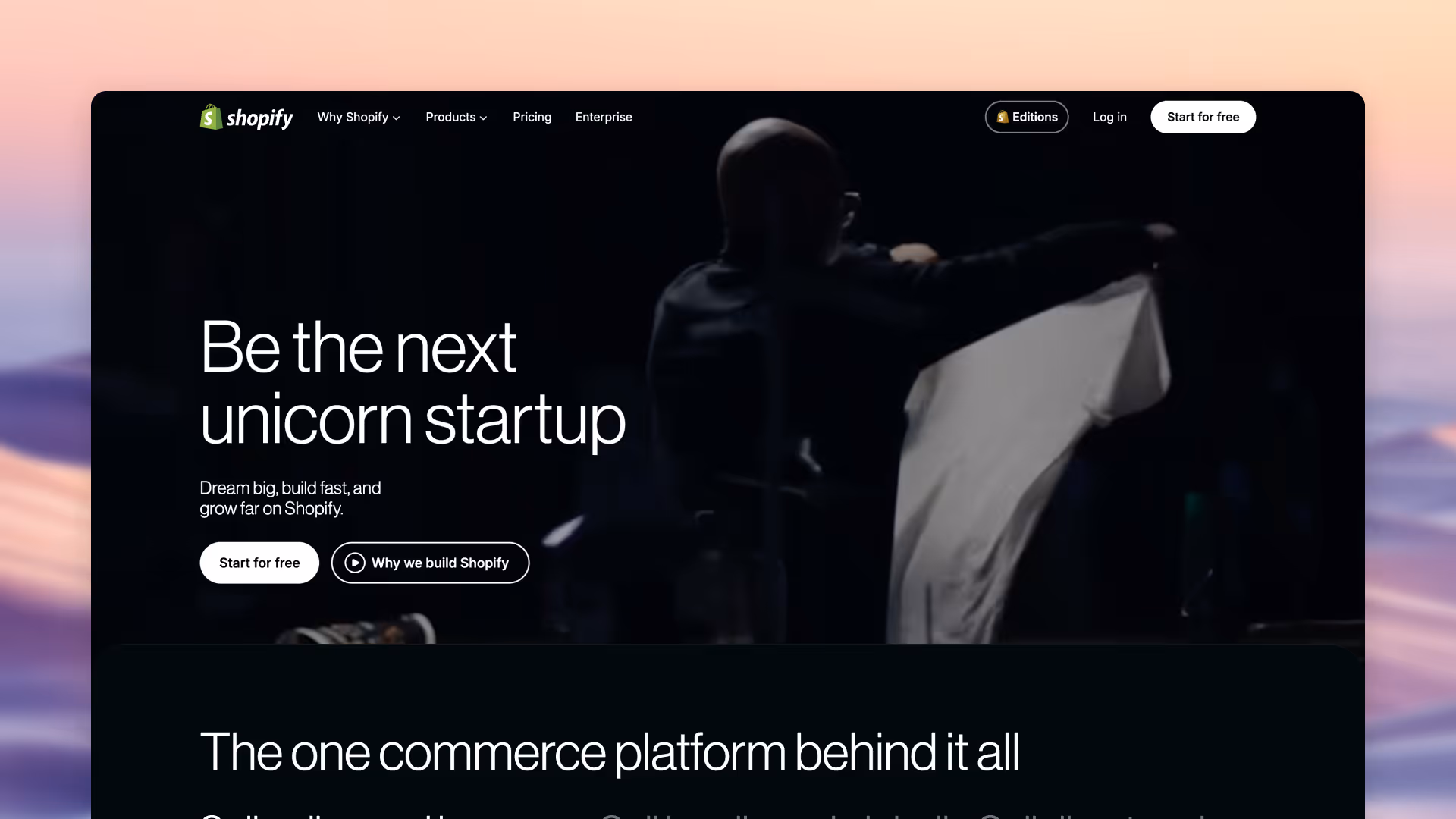 Shopify home landing page website