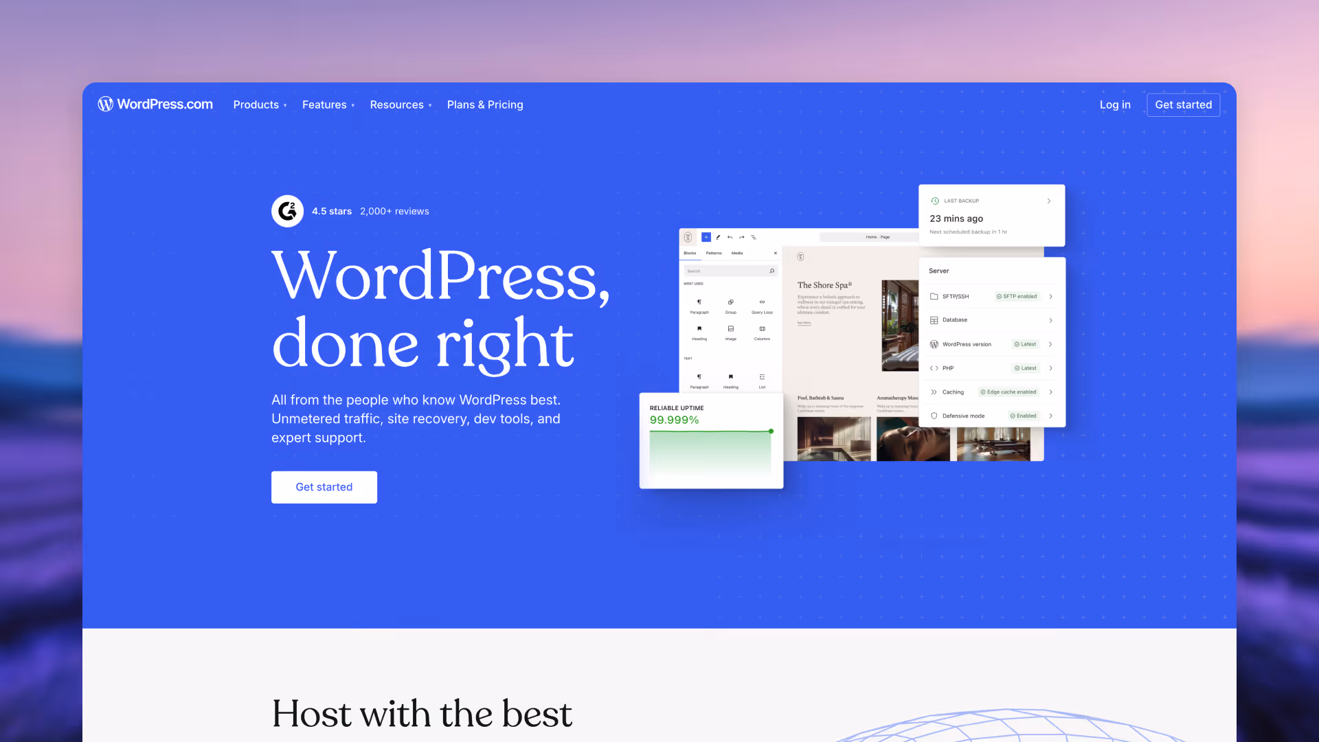 Wordpress website landing page