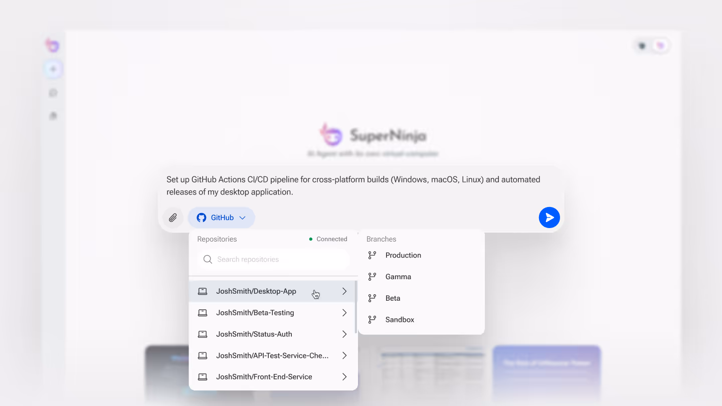 GitHub integration functionality available within Ninja