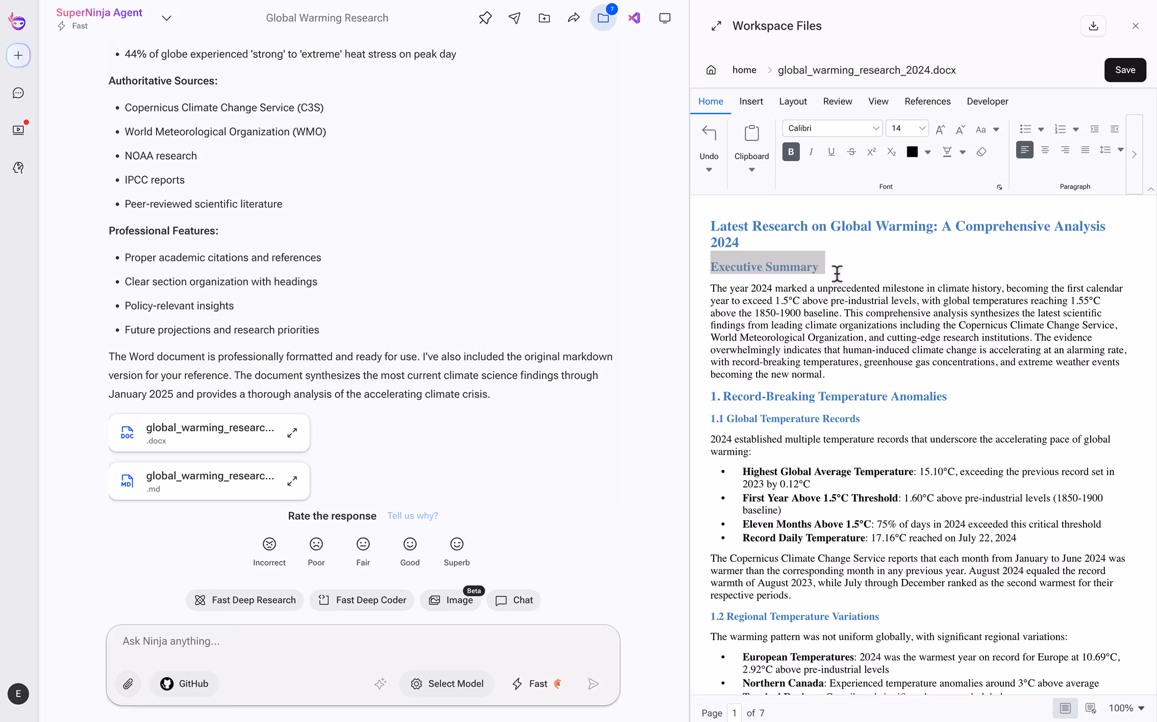 Ninja's AI powered document editor