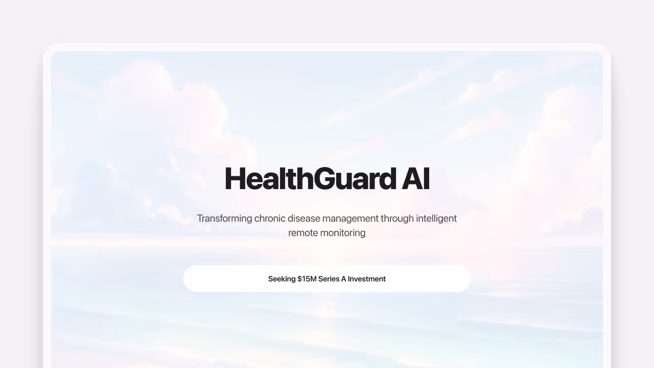 Pitch Deck slides for a healthcare startup