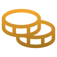 Two stacked gold coins icon with a slight 3D effect.