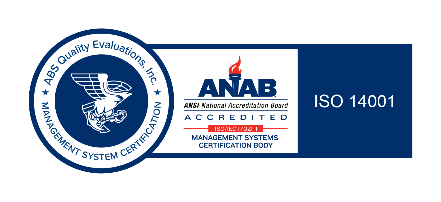 ISO 14001 certified environmental management system, ABS Quality Evaluations, ANAB accredited