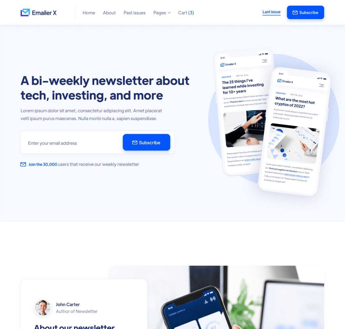 Emailer X - Home page - Newsletter Webflow Template